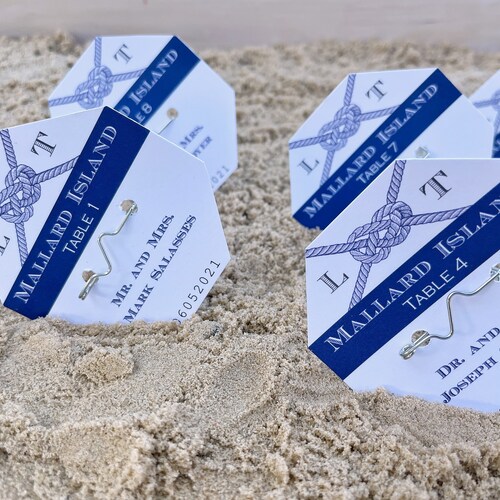 Beach Badge Wedding Place Cards Beach Tag Escort Cards Etsy