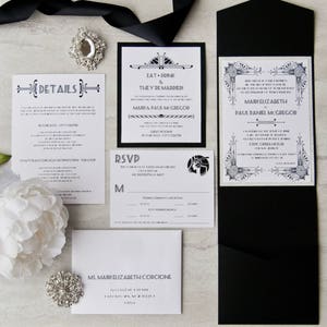 Art Deco Wedding Pocketfold Invitation Custom Wedding Invitations Deposit image 2