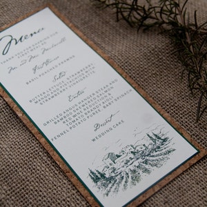 Winery Vineyard Wedding Menu Layered Cork Deposit