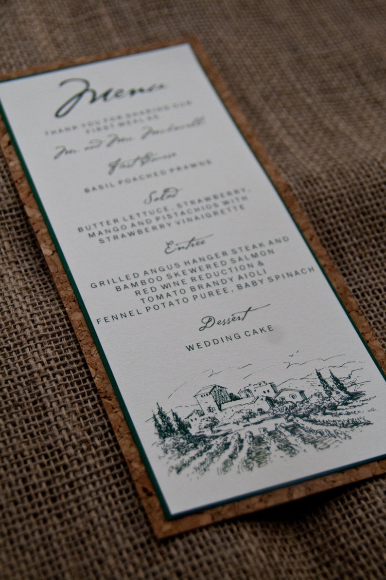 Winery Vineyard Wedding Menu Layered Cork Deposit image 4