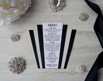 Art Deco Wedding Menu | Formal Black Tie Wedding Menus Retainer