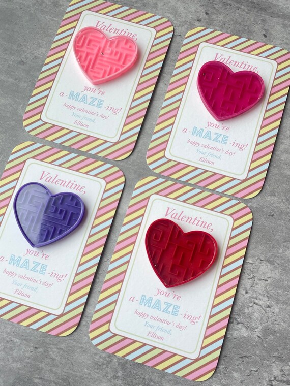 You are A-Mazing Valentine's Day Card Class Valentines Set of 4 | Heart Maze Valentine Card | Non Candy Valentines