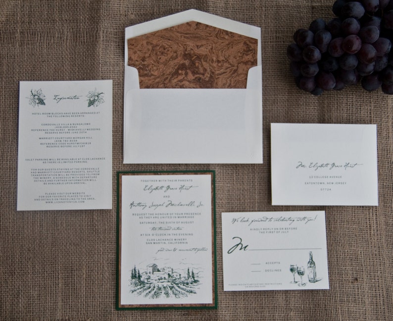 Vineyard Winery Wedding Pocket Card Invitation Deposit image 2