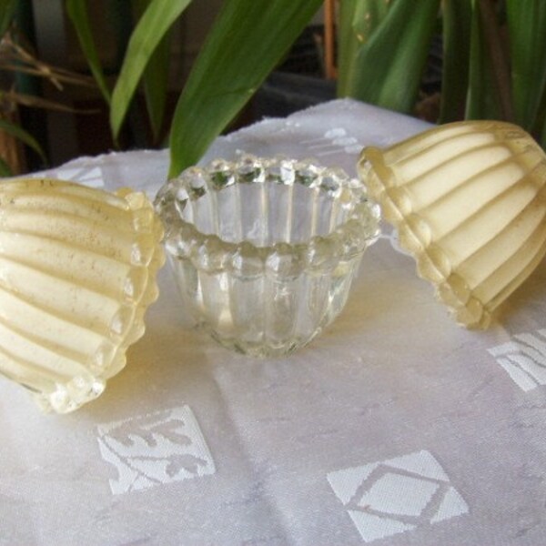 Glass Lamp Parts Vintage Shabby Chic Small Decorative  Set of 3