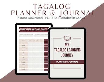 Tagalog Journal and Planner, Learning Tagalog Journal, Tagalog Planner, Learning Tagalog Tracker, Tagalog Planner Template, Language Planner
