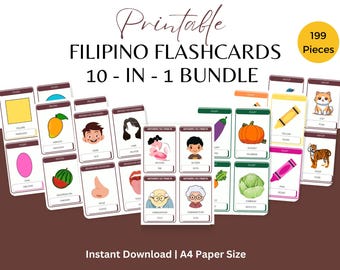 Tagalog Flashcards, Learn Tagalog Easily with Flashcards -Digital Download, Filipino Flashcards, Tagalog Flashcards for Kids