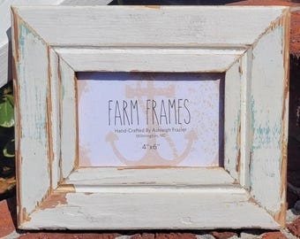 4 x 6 WHITE old vintage wood picture frame