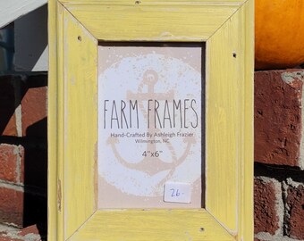 4 x 6 YELLOW old vintage wood picture frame
