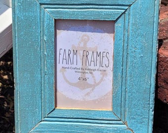 4 x 6 BLUE old vintage wood picture frame