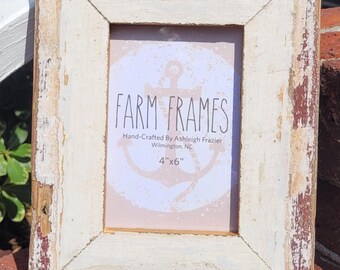 Cadre photo vintage blanc 4 x 6 en bois