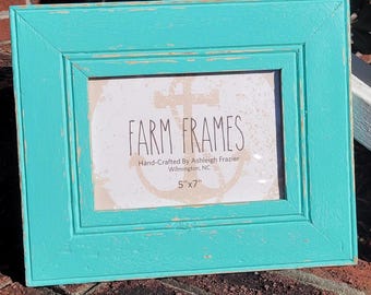 5 x 7 BLUE old vintage wood picture frame