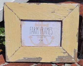 4 x 6 YELLOW old vintage wood picture frame