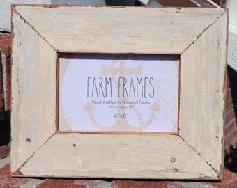 4 x 6 CREAM old vintage wood picture frame
