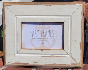 4 x 6 WHITE old vintage wood picture frame