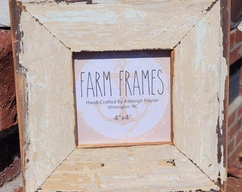 Cadre photo vintage en bois crème 4 x 4