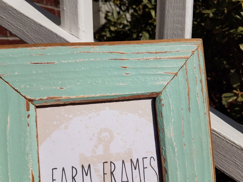 5 x 7 TEAL BLUE old vintage wood picture frame