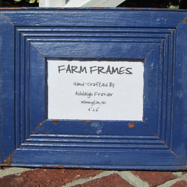 4 x 6 BLUE old wood vintage picture frame