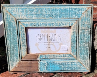 4 x 6 BLUE old vintage wood picture frame