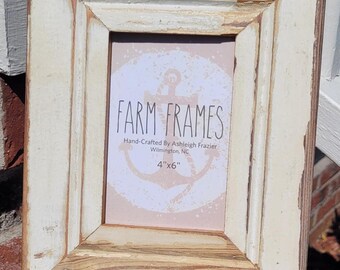 Cadre photo vintage blanc 4 x 6 en bois