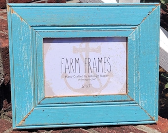 Cadre photo en bois ancien 5 x 7 BLEU