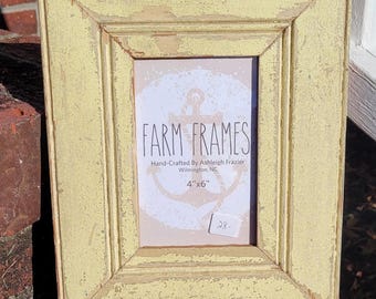 4 x 6 YELLOW old vintage wood picture frame