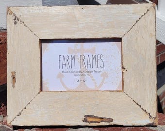 4 x 6 CREAM old vintage wood picture frame