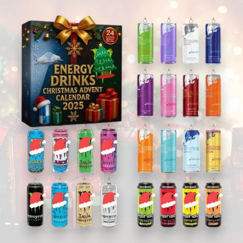 Discover 2025 Energy Drink Advent Calendar Acrylic Decor 24 Can Ornaments for Christmas and Holiday Gift