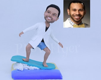 Figura de surfista personalizada, regalo para amantes de la playa, figuras de surf personalizadas para marido, figuras de surf personalizadas para novio