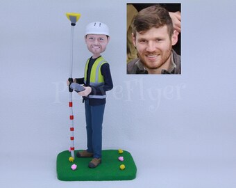 Custom bobblehead bouwvakker, custom architect bobble head, grappig verjaardagscadeau voor collega, pensioen bedrijf cadeau voor werknemer