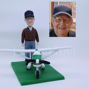 Custom Pilot Bobblehead With Jet, Personalized Airline Captain Birthday Gift With Plane, Bespoke Fighter Gift For Man, Husband, Boyfriend