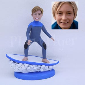 Surfer Bobblehead Custom, Geburtstagsgeschenke für Surffans, handgemachter Surfer männlich, weiblich, Kinder Tragflügelboot Geburtstagsgeschenk, cooler Sommergeschenk