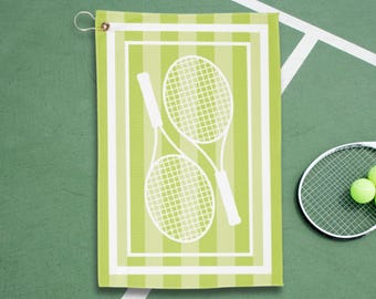Asciugamano da tennis a righe verdi, asciugamano sportivo Country Club, estetica tennistica, regalo per la mamma di una tennista, idea per ringraziare l'allenatore di tennis