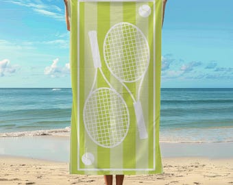 Asciugamano da tennis verde oversize per piscina, regalo estivo per allenatore di tennis, idea regalo di compleanno per amico tennista, regalo di inaugurazione della casa per lei