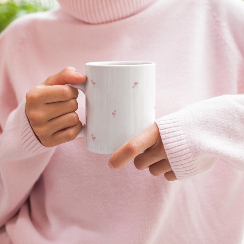 Flamingo Mug Pink Bird Coffee Cup Minimalist
