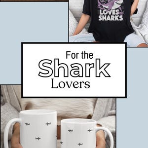 Shark Lover Gift for Marine Biologist Cup with Great White Shark design. Minimalist Shark Week Mug is a fun ocean animal coffee mug for marine life enthusiasts and divers. Great gift for marine biologists, students, or ocean conservation fans. Durable shark coffee cup makes a unique Shark Week present while celebrating marine wildlife in everyday use.