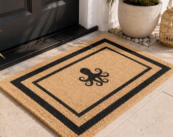 Decorative Door Mat Nautical Octopus Decor for Beach Cottage Home Accents Modern Entry Way Rug for Coastal Housewarming Gift for Family