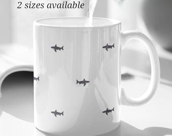 Shark Lover Gift for Marine Biologist Cup Great White Shark Week Mug Minimalist Ocean Animal Coffee Mug Marine Life Enthusiast Cup for Diver