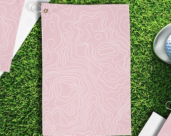 Asciugamano da golf con topografia rosa, asciugamano con mappa topografica per golfisti, regalo per donne, accessori da golf, regalo topografico femminile per appassionate di attività all'aperto, compleanno