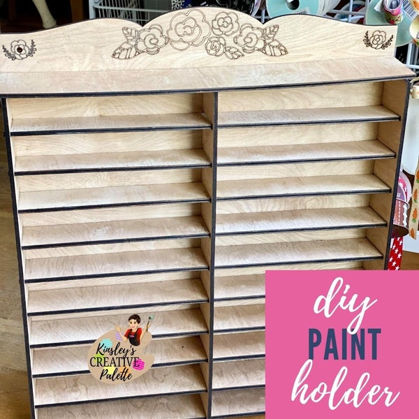 Digital File holds 120+ bottles Paint Rack Holder Stand Glowforge Craft SVG PDF Silhouette File Paint Stand Paint Organizer