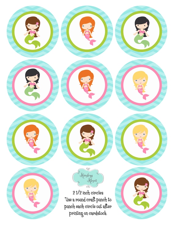 Mermaid cupcake toppers Mermaid Birthday Party Mermaid Party Printable