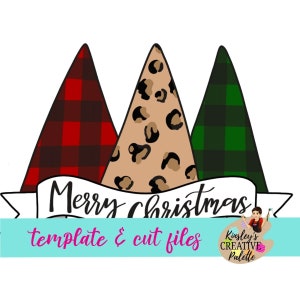 クリスマスツリーファンキートリオドアハンガーテンプレート - クリスマステンプレート - クリスマスステンシル - ドアハンガーテンプレート - カットテンプレート - ペイントガイド