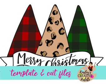 Christmas Tree Funky Trio Door Hanger Template - Christmas Template - Christmas Stencil - Door Hanger Template - Cut Template - Paint Guide