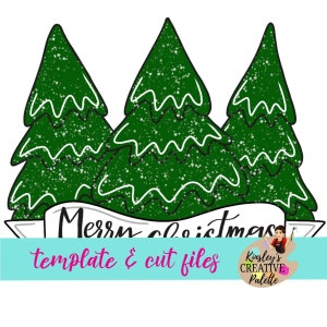 クリスマスツリートリオドアハンガーテンプレート - クリスマステンプレート - クリスマスステンシル - ドアハンガーテンプレート - カットテンプレート - ペイントガイド