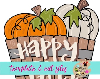 Happy Fall Pumpkin Bucket Door Hanger Template - Pumpkin Cut Files Template - Stencil - Door Hanger Template - Cut Template - Paint Guide
