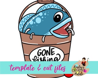 Gone Fishing Door Hanger Template - Fishing Door Template - Animal Door Stencil - Wooden Door Hanger Template - Cut Template - Paint Guide