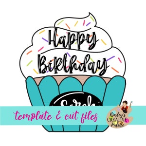 Cupcake - Birthday Wooden Door Hanger Template - Paint Guide - Cupcake Paint Pattern - Welcome Door hanger - Birthday door hanger