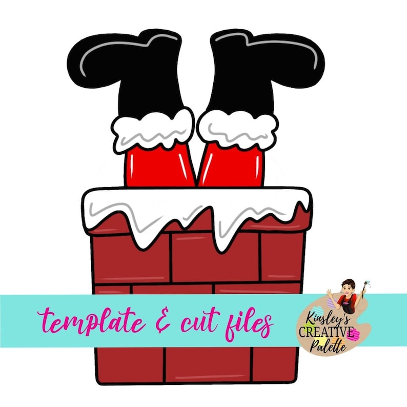 Santa Boots in Chimney Door Hanger Template Downloadable Cut Template -cut files Template -stencil- Door Hanger Template