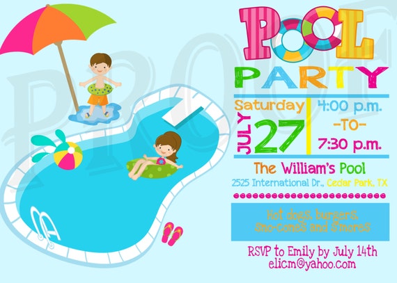 pool party invitation pool party decoration kids pool party etsy