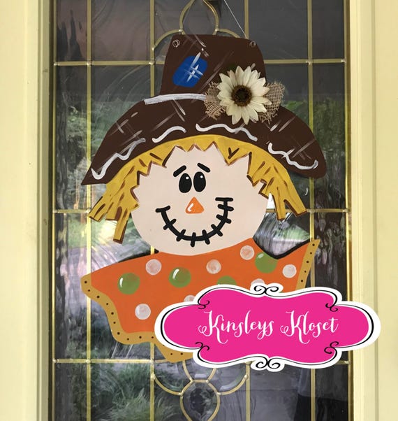 Scarecrow Door Hanger Fall Door Hanger Fall Wooden Door Hanger