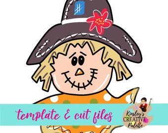 Scarecrow Door Hanger Template - Scarecrow Cut Files Template - Stencil - Door Hanger Template - Cut Template - Paint Guide
